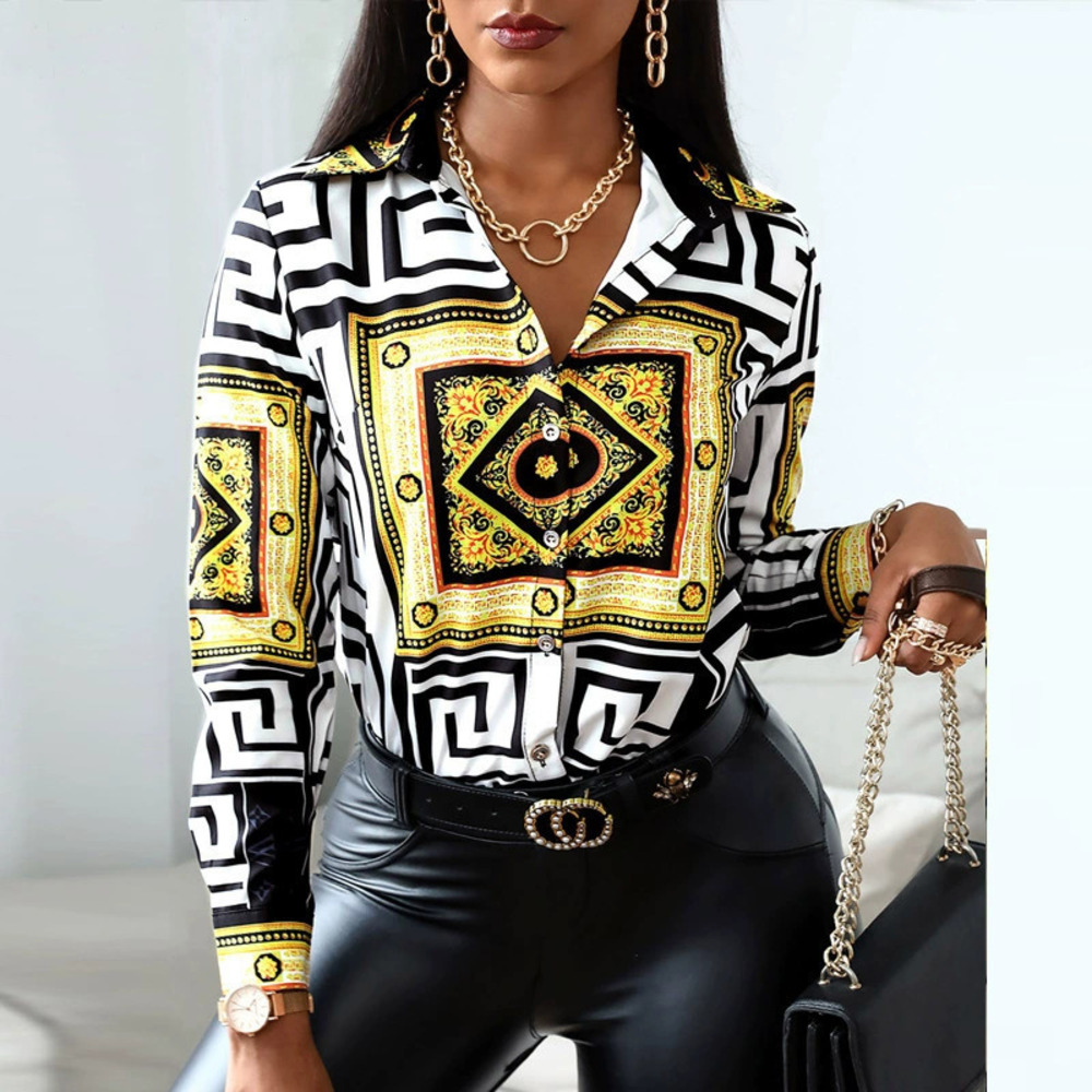 ZARA Spring Chic Slimming Long Sleeve Placement Floral Print Blouse Actual Photo
